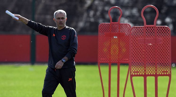 Manchester United player at their training ground